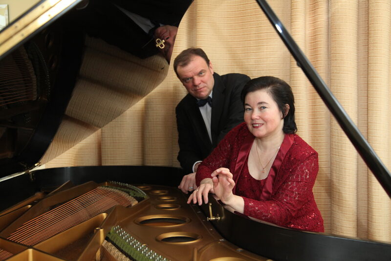 Antra and Normunds Viksne at a grand piano